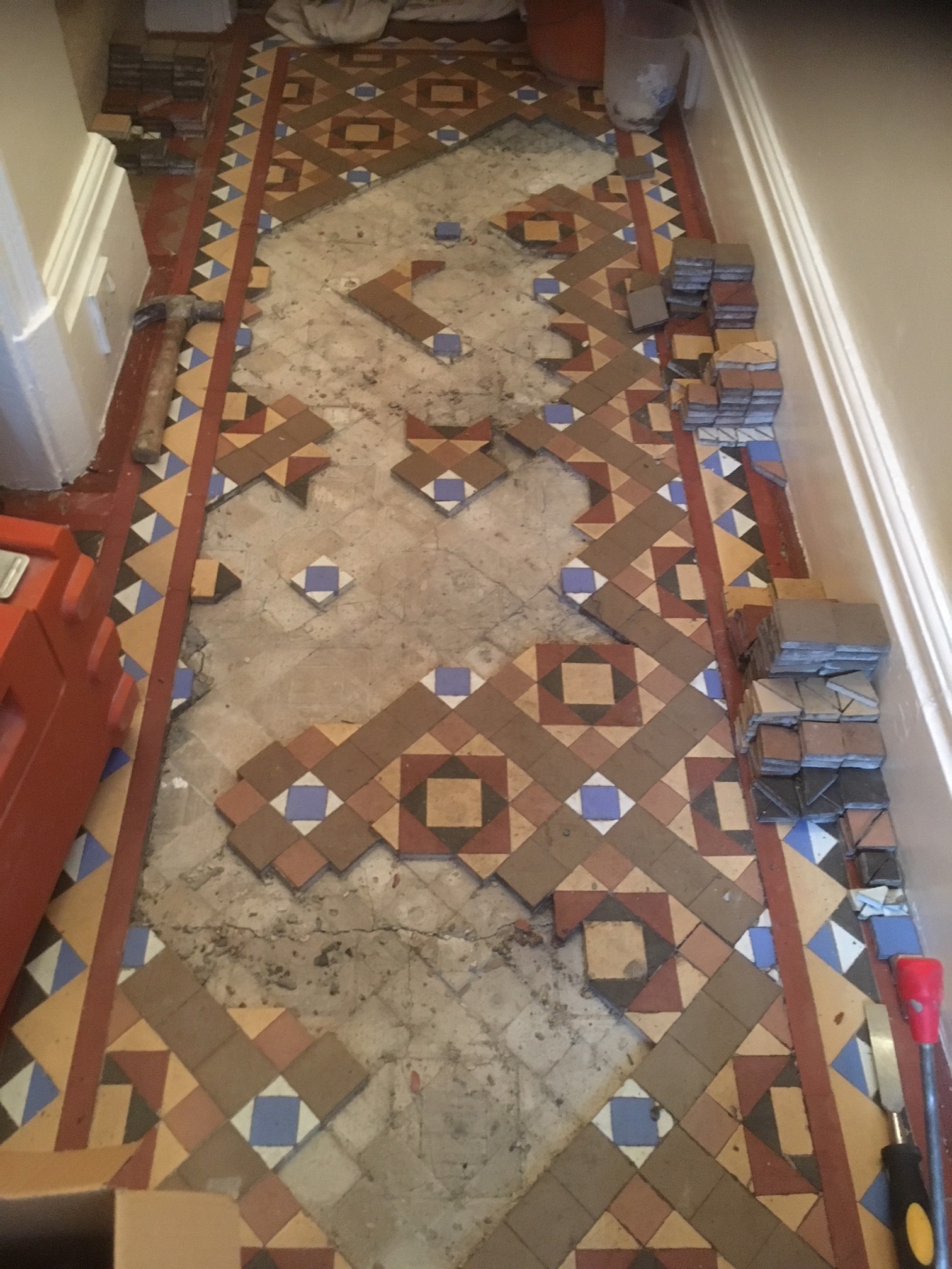 Victorian Tiled Hallway Relaid and Renovated in South Cumbria Tiling