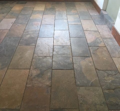 Incorrectly Sealed Copper Slate Floor Resealed In Heysham Tiling