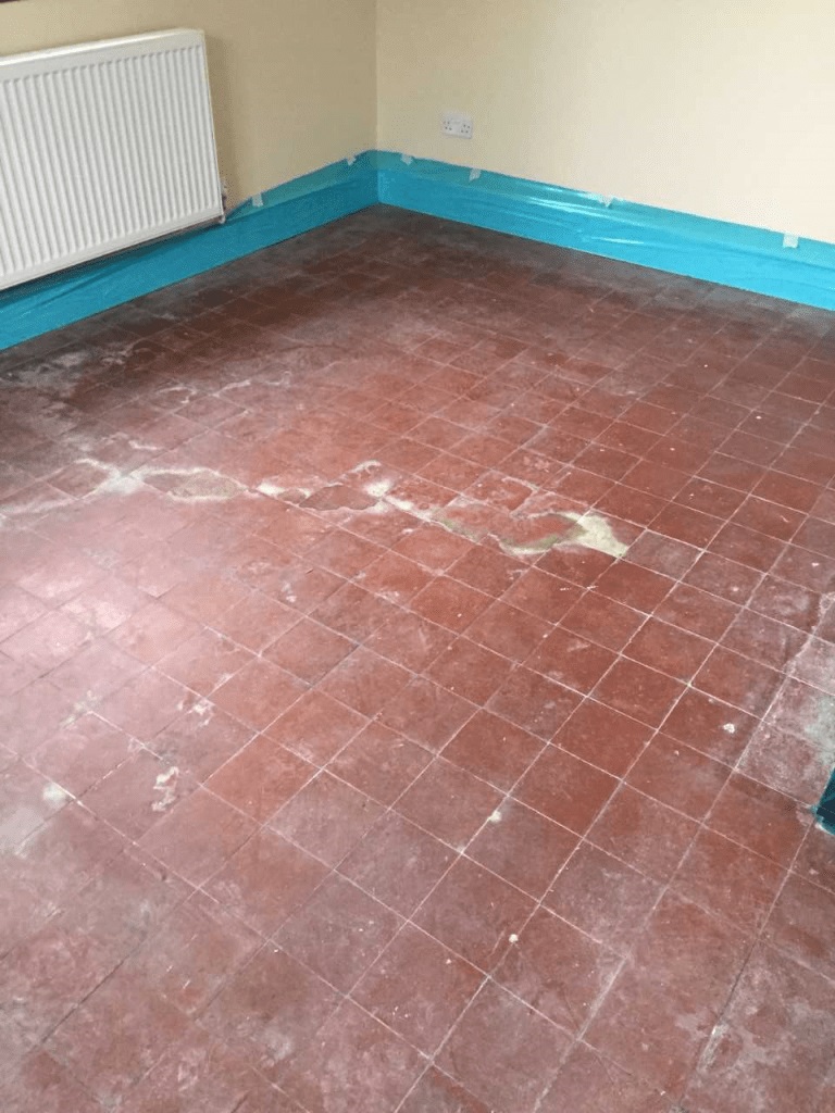Removing Efflorescent Salt Stains from a Quarry Tiled Floor in Wicken