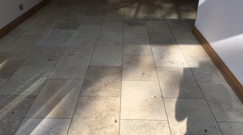 Renovating Pitted Travertine Floor Tiles In A Northamptonshire