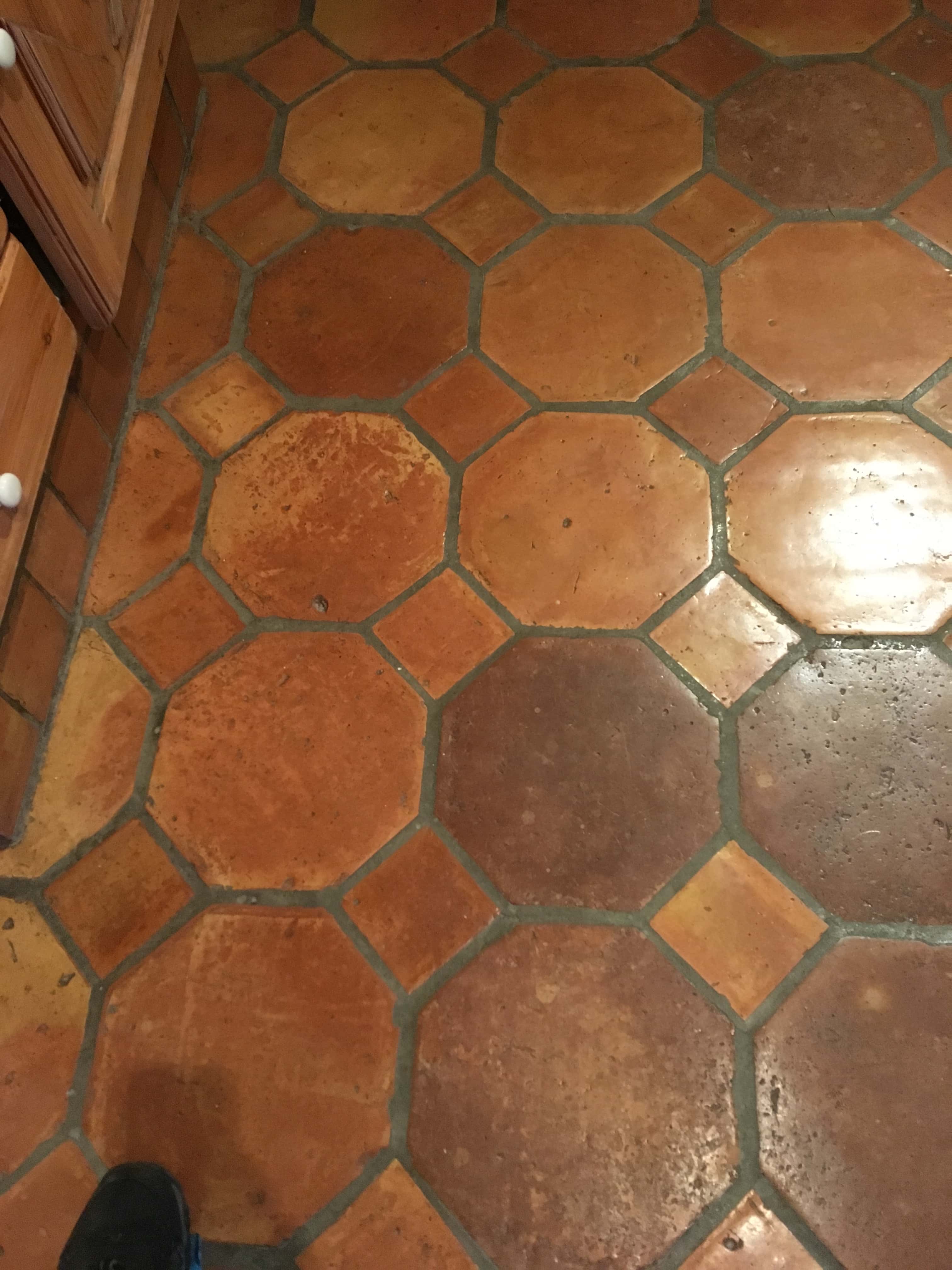 Removing Varnish from a Terracotta Tiled Floor in Teddington Tiling
