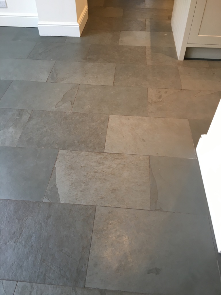 Regrouting a large Slate Tiled floor in Oxted, EastSurrey Tiling