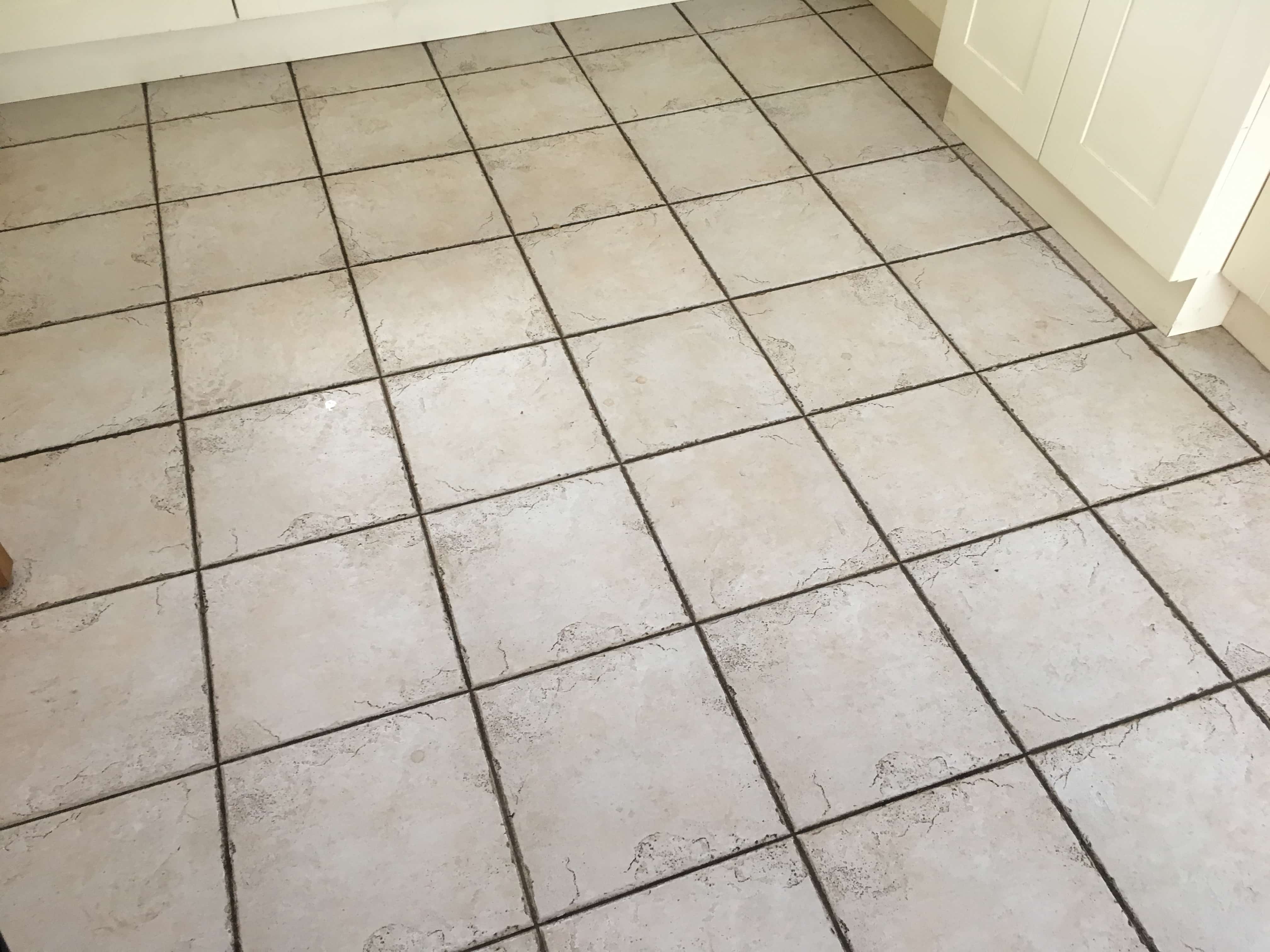 Deep Cleaning Ceramic Tile And Grout In A Leatherhead Kitchen