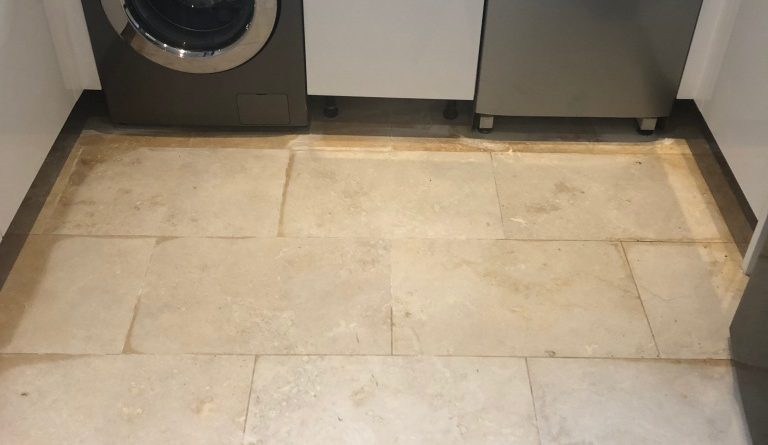 Uneven Travertine Floor Levelled And Polished In Ombersley