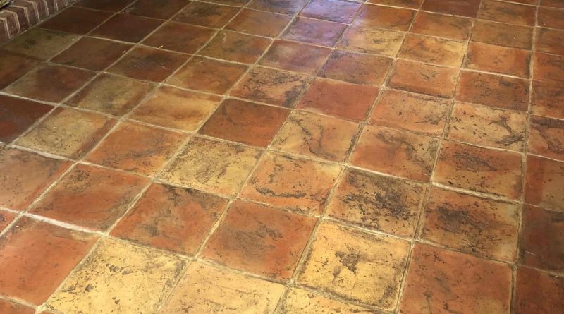 Dirty Terracotta Floor Deep Cleaned And Sealed In Cambridge