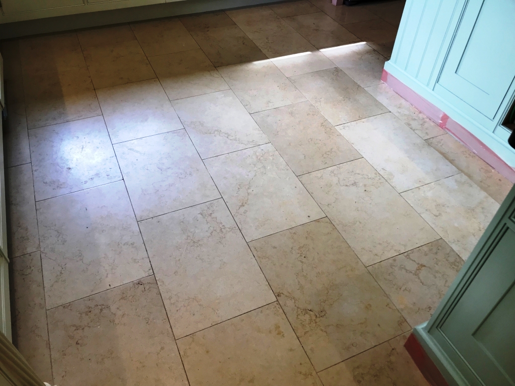 Pitted Jerusalem Limestone Floor Filled and Polished in Twyford, Berkshire Tiling Tips Tips