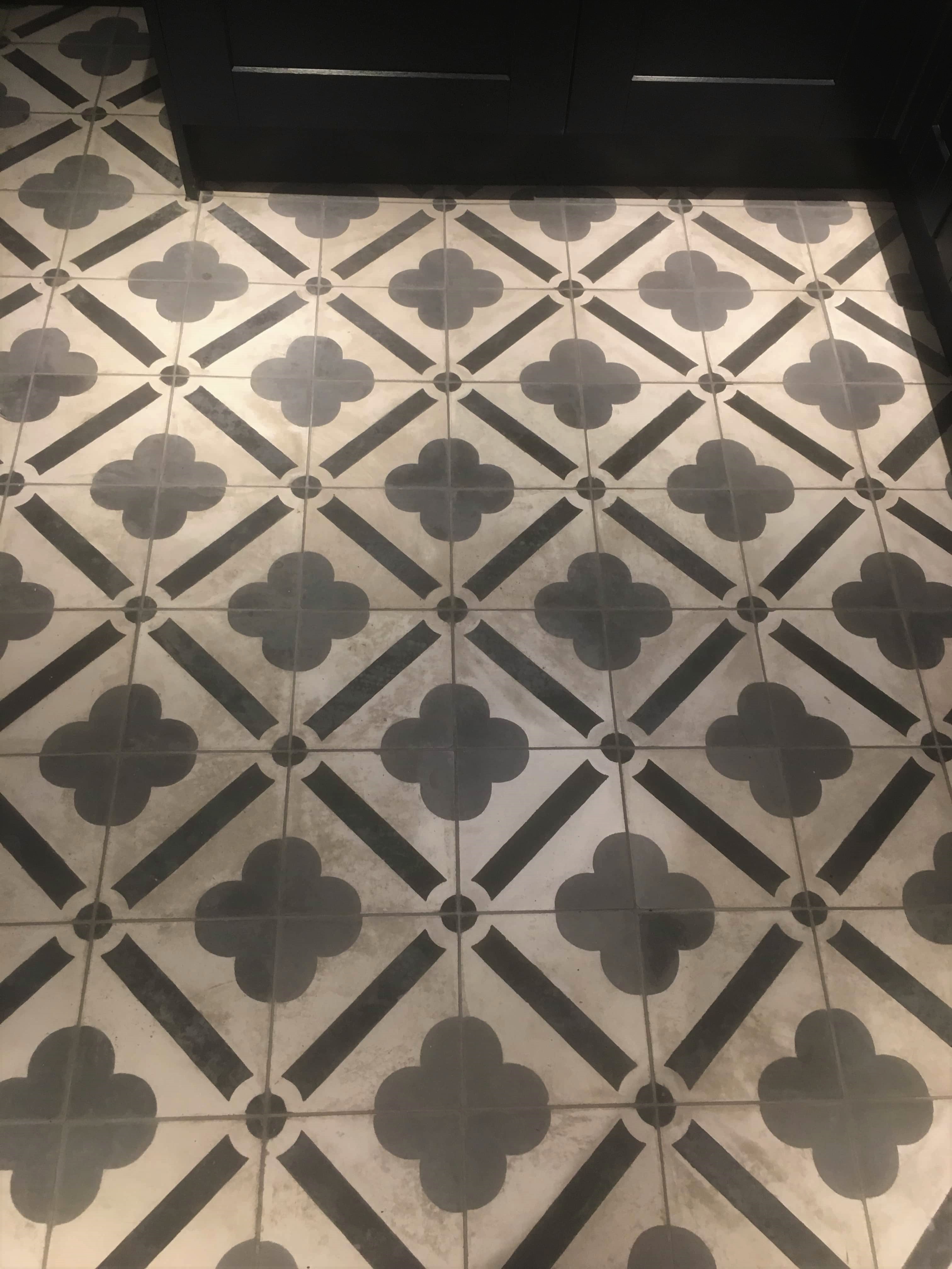 Removing Grout Smears and Cleaning Encaustic Cement Tiles in Chipping