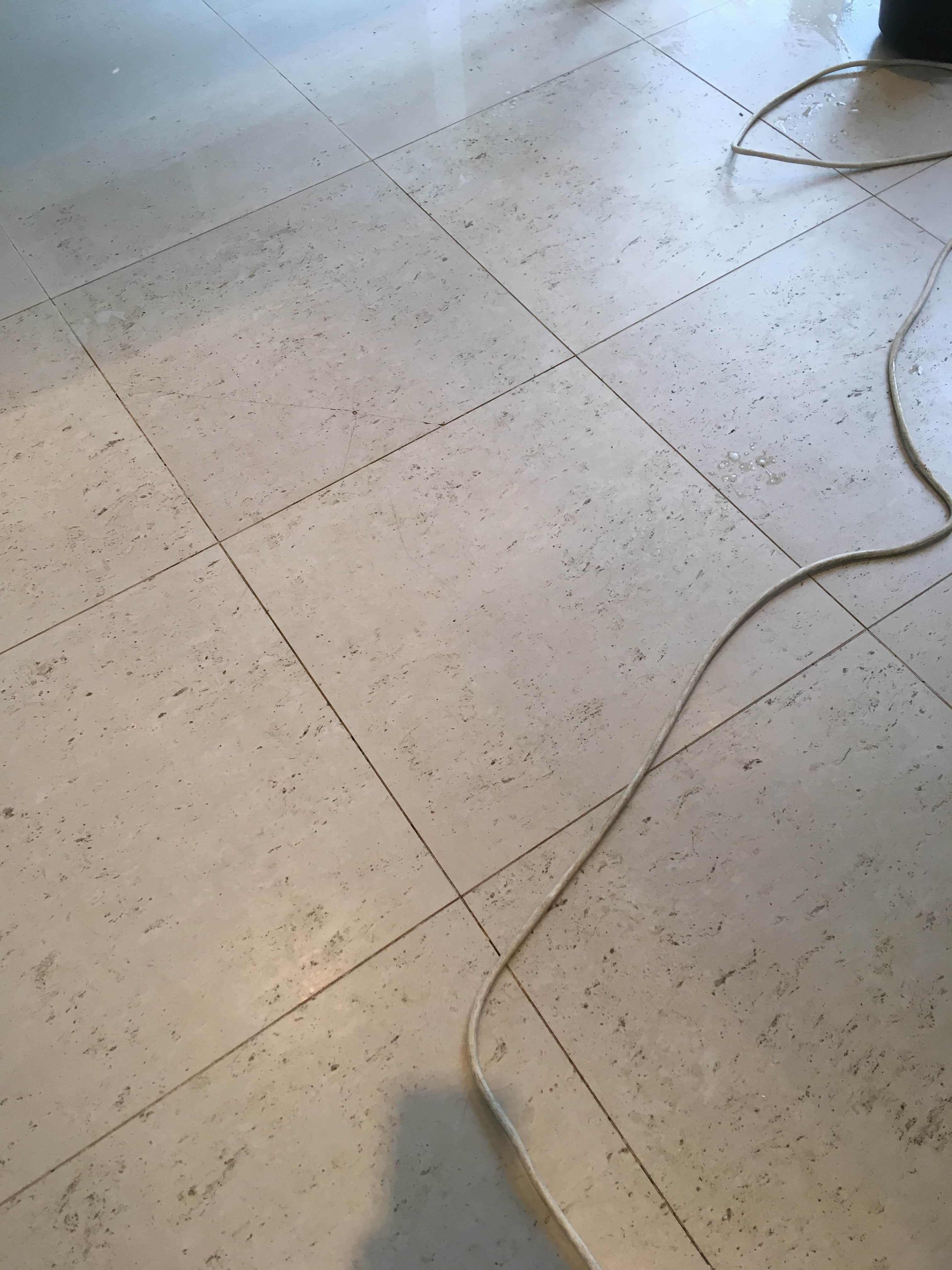 Deep Cleaning Cream Porcelain Tile and Grout in a Middlesex Kitchen